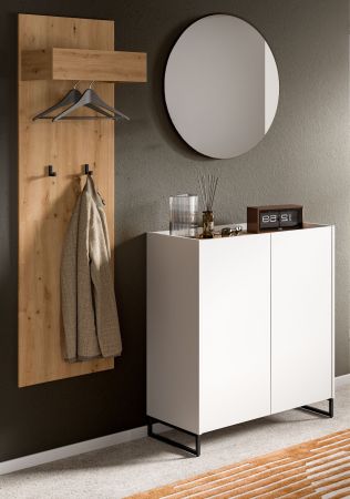 Garderobe Set 3-teilig Borga in wei� und Artisan Eiche 155 x 197 cm, Soft-Close