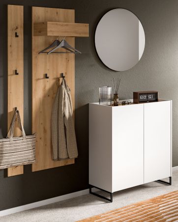 Garderobe Set 4-teilig Borga in wei� und Artisan Eiche 186 x 197 cm, Soft-Close