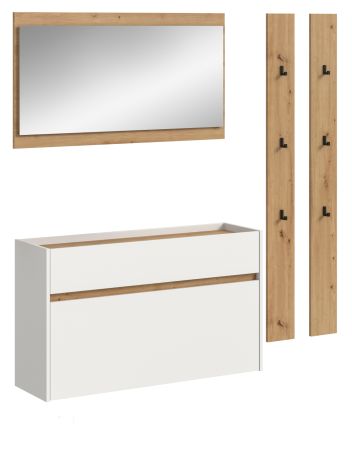 Garderobe Set 4-teilig Borga in wei� und Artisan Eiche 172 x 197 cm