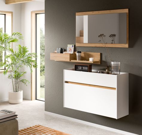 Garderobe Set 3-teilig Borga in wei� und Artisan Eiche 140 x 197 cm