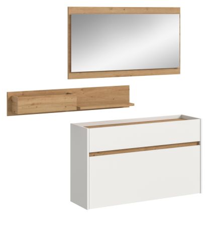 Garderobe Set 3-teilig Borga in wei� und Artisan Eiche 140 x 197 cm