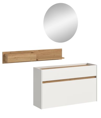 Garderobe Set 3-teilig Borga in wei� und Artisan Eiche 140 x 197 cm