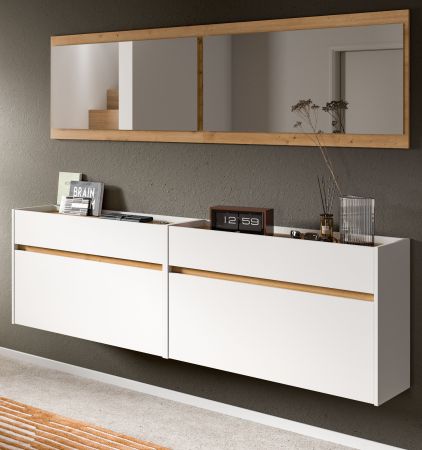 Garderobe Set 4-teilig Borga in wei� und Artisan Eiche 220 x 192 cm