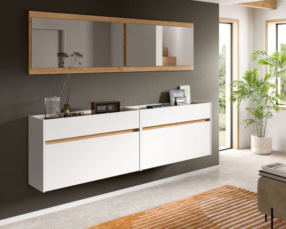 Garderobe Set 4-teilig Borga in wei� und Artisan Eiche 220 x 192 cm