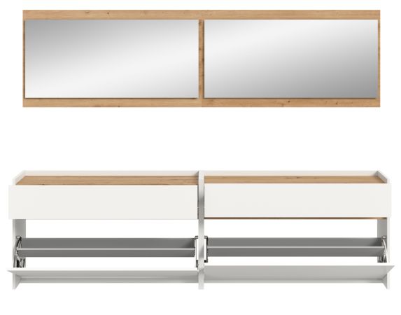 Garderobe Set 4-teilig Borga in wei� und Artisan Eiche 220 x 192 cm