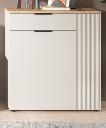 Schuhschrank Skid in Kaschmir Sand und Evoke Eiche Flur Kommode 80 x 88 cm