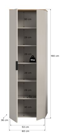 Flurschrank Skid in Kaschmir Sand und Evoke Eiche Schuhschrank 60 x 190 cm