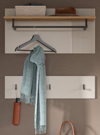 Garderobenpaneel Skid in Kaschmir Sand und Evoke Eiche Set 2-teilig 80 cm