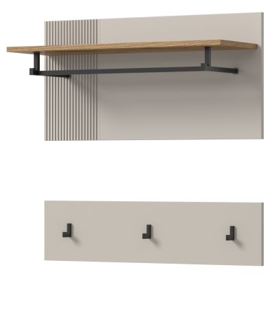 Garderobenpaneel Skid in Kaschmir Sand und Evoke Eiche Set 2-teilig 80 cm