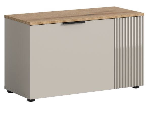 Garderobe Sitzbank Skid in Kaschmir Sand und Evoke Eiche Garderobenbank 80 cm