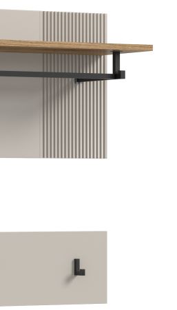 Garderobe Set 4-teilig Skid in Kaschmir Sand und Evoke Eiche 155 x 190 cm