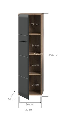 Badezimmer Kommode Cover in schwarz matt und Nox Eiche Badkommode h�ngend / stehend 30 x 106 cm