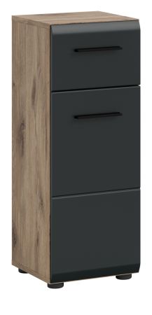 Badezimmer Kommode Cover in schwarz matt und Nox Eiche Badkommode 30 x 80 cm