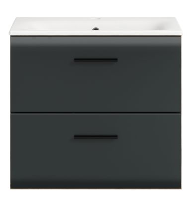 Waschbeckenunterschrank MIT Waschbecken Cover in schwarz matt und Nox Eiche Waschtisch h�ngend 60 cm