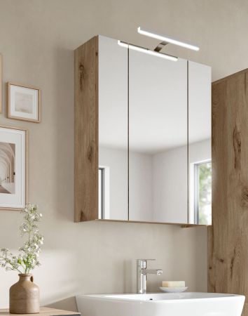 Badezimmer Spiegelschrank Cover in Nox Eiche Badschrank 3-t�rig 60 x 70 cm