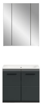 Badm�bel Set 2-teilig Cover in schwarz matt und Nox Eiche Badkombination 60 x 185 cm