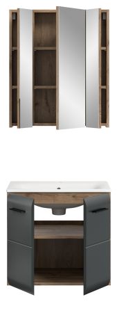 Badm�bel Set 2-teilig Cover in schwarz matt und Nox Eiche Badkombination 60 x 185 cm