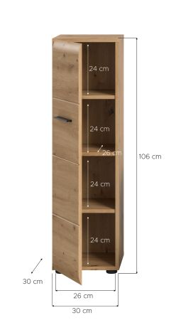 Badezimmer Kommode Cover in Artisan Eiche Badkommode h�ngend / stehend 30 x 106 cm