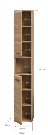 Badezimmer Hochschrank Cover in Artisan Eiche Badschrank 30 x 185 cm