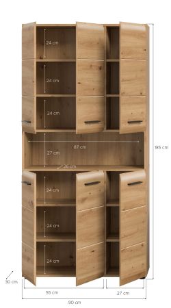 Badezimmer Hochschrank Cover in Artisan Eiche Mehrzweckschrank 90 x 185 cm
