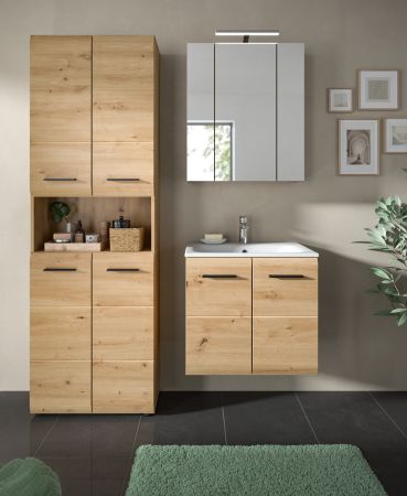 Badezimmer Hochschrank Cover in Artisan Eiche Badschrank 60 x 185 cm