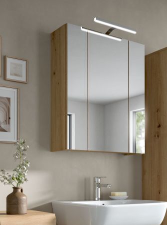 Badezimmer Spiegelschrank Cover in Artisan Eiche 60 x 70 cm, Badschrank 3-t�rig / 3D
