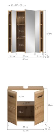 Badm�bel Set 2-teilig Cover in Artisan Eiche Badkombination 60 x 185 cm