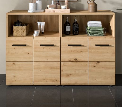 Badezimmer Kommode Set Cover in Artisan Eiche 2x Badkommode 120 x 80 cm