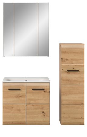 Badm�bel Set 3-teilig Cover in Artisan Eiche inklusive Keramik Waschbecken, 105 x 185 cm