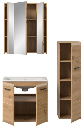 Badm�bel Set 3-teilig Cover in Artisan Eiche inklusive Keramik Waschbecken, 105 x 185 cm