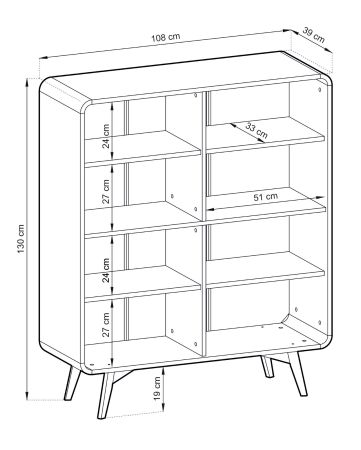 Highboard Elverum in Eiche natur Schrank skandinavisch 108 x 130 cm, mit Push-to-Open