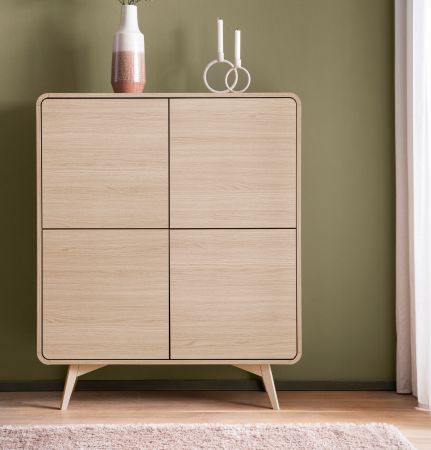 Highboard Elverum in Eiche natur Schrank skandinavisch 108 x 130 cm, mit Push-to-Open