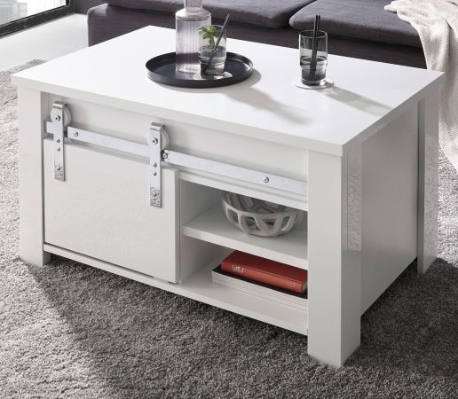 Couchtisch Miami in wei� Hochglanz Beistelltisch 93 x 60 cm