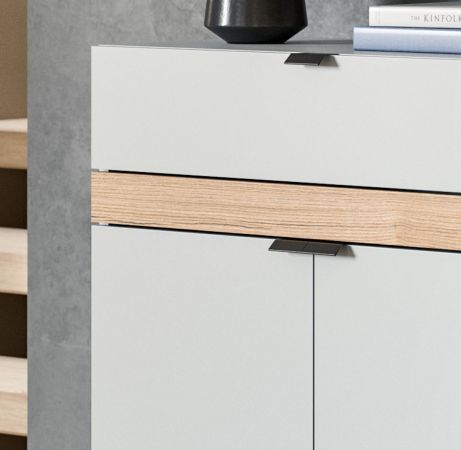 Schuhschrank Janko in grau und Evoke Eiche Flur Kommode 75 x 98 cm, Soft-Close