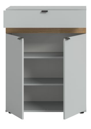 Schuhschrank Janko in grau und Evoke Eiche Flur Kommode 75 x 98 cm, Soft-Close