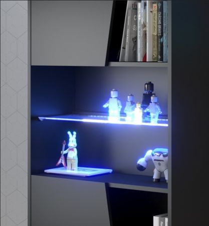 Parisot Gaming Set Meta Schwarz und Eiche Gamingtisch und Schrank inkl. LED mit Farbwechsel