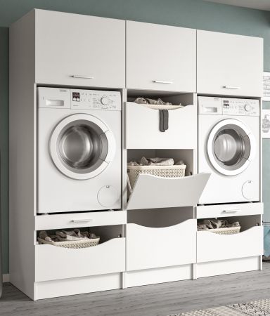 Waschmaschinenschrank Flexy in wei� Set 3-teilig 192 x 196 cm