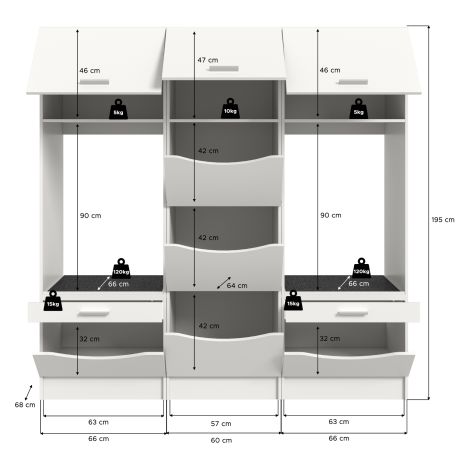 Waschmaschinenschrank Flexy in wei� Set 3-teilig 192 x 196 cm