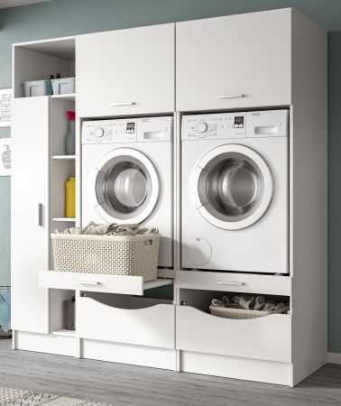 Waschmaschinenschrank Flexy in wei� Set 3-teilig 182 x 195 cm