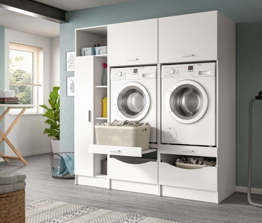 Waschmaschinenschrank Flexy in wei� Set 3-teilig 182 x 195 cm