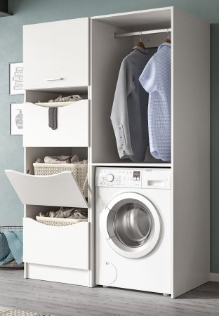 Waschmaschinenschrank Flexy in wei� Set 2-teilig 126 x 196 cm