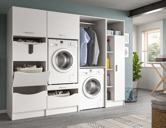 Waschmaschinenschrank Flexy in wei� Set 4-teilig 242 x 196 cm