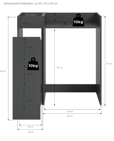 Waschmaschinenumbau Set Flexy in grau 2-teilig �berbauschrank und Anstellregal