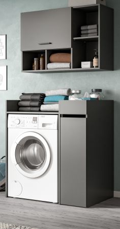 Waschmaschinenschrank Flexy in grau Set 3-teilig 95 x 195 cm