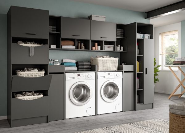 Waschmaschinenschrank Flexy in grau Set 6-teilig 190 x 195 cm