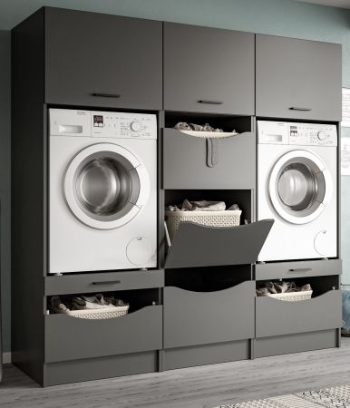 Waschmaschinenschrank Flexy in grau Set 3-teilig 192 x 196 cm