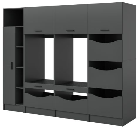 Waschmaschinenschrank Flexy in grau Set 4-teilig 242 x 196 cm