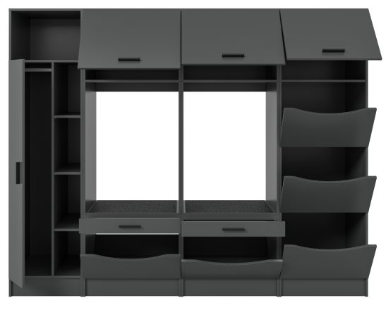 Waschmaschinenschrank Flexy in grau Set 4-teilig 242 x 196 cm