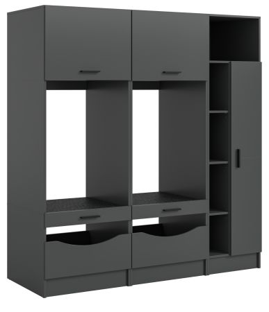 Waschmaschinenschrank Flexy in grau Set 3-teilig 182 x 195 cm