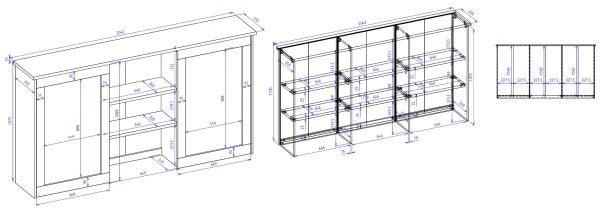Buffet Kiruma in Kaschmir und Artisan Eiche, Buffetschrank 202 x 199 cm, Soft-Close